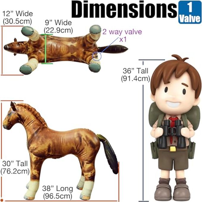 Jet Creations Horse Inflatable 38" L x 30" H  Golden Brown Blow Up Animal Toy, Gift for Kids Ages 3+  Western Party, Thanksgiving & Christmas Decorations, Winter Holiday Home Decor, Photo Prop, 1 PC - Image 5
