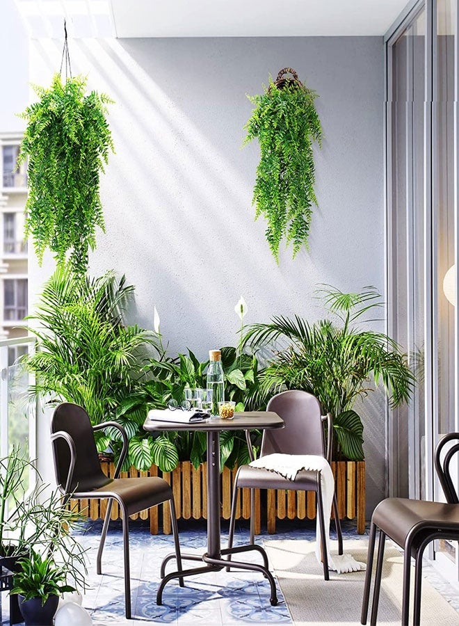 HOOTO 2 pcs Artificial Hanging Ferns Plants Vine Fake Ivy Boston Fern Hanging Plant Outdoor UV Resistant Plastic Plants (Green) ﻿ - Image 3