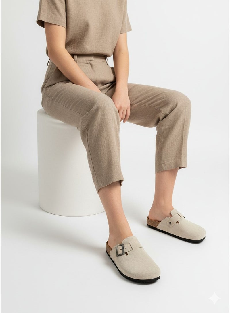 Vbranda Comfortable Mule with side buckle SF-72-BEIGE - Image 5