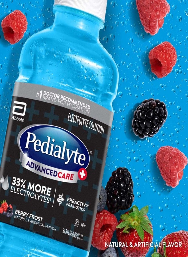 Pedialyte AdvancedCare Plus Electrolyte Hydration Drink, Has 33% More Electrolytes and Has PreActiv Prebiotics, Berry Frost, 1 Liter, Pack of 4 - Image 2