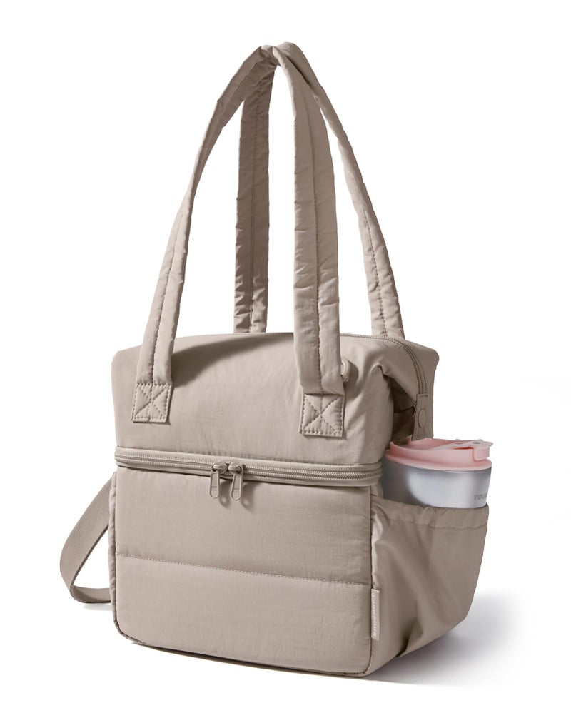 BAGSMART حقيبة غداء BAGSMART مزدوجة الطبقات للنساء مع عازل قابل لإعادة الاستخدام، صندوق غداء مبطن، حقيبة غداء مبطنة مع حزام الكتف، مبرد غداء كبير متين للعمل، النزهة، السفر، تحضير الوجبات، الرحلات، الجمل - Image 2