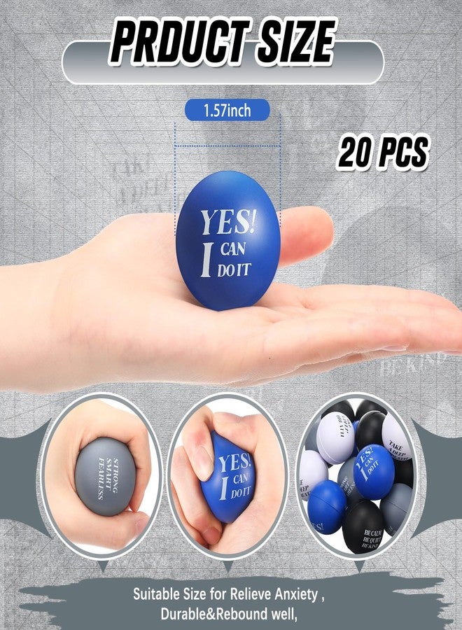 Zomiboo 20 Pcs Stress Balls for Adults Motivational Stress Relief Toys for Kids Bulk Foam Balls for Office Relief Employee Appreciation, Classroom Prizes, Party Favors(Bright Color) - Image 3