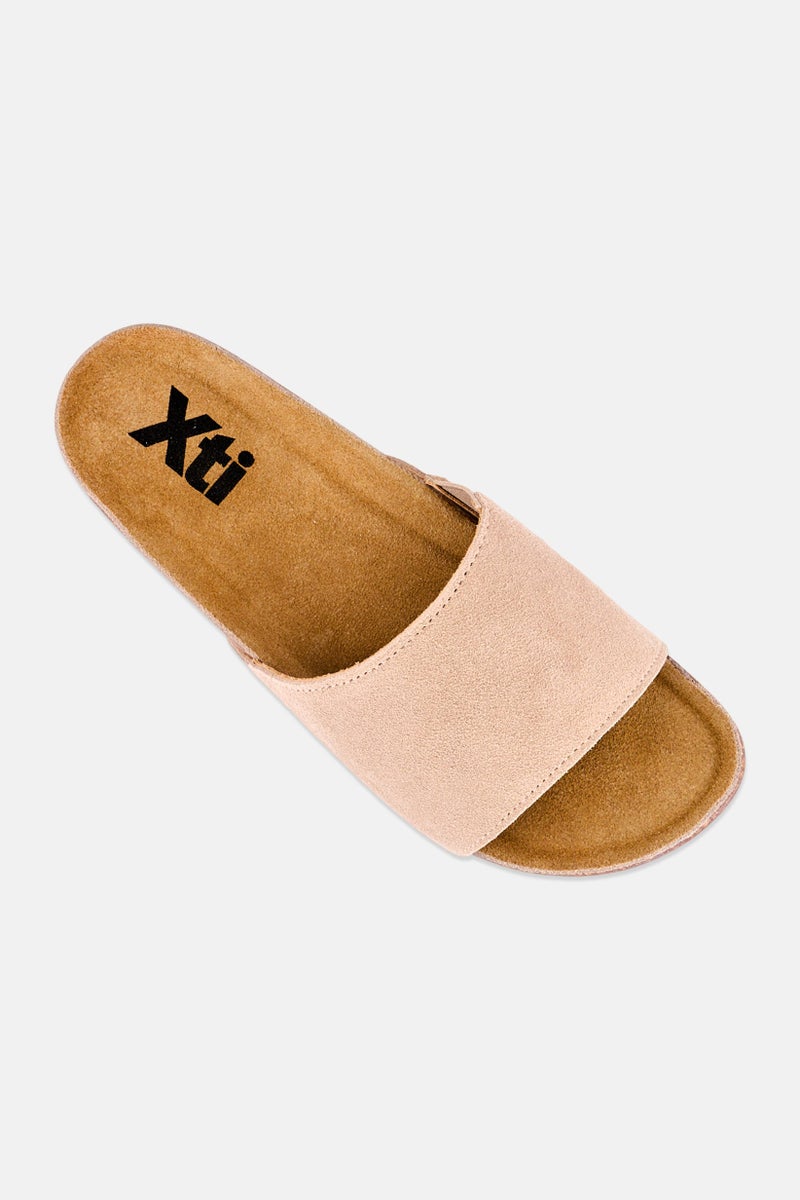 Xti Women Brand Logo Slip On Sandals, Beige - Image 4