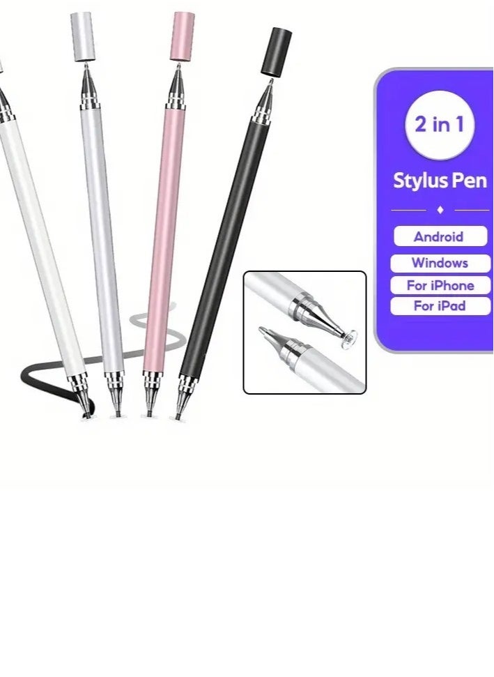 Generic - iPad Pen and Ink 2 in 1 iPad Android iOS and Phone Accessories Desktop Touch Pen, 2 Pieces Black White - Image 1