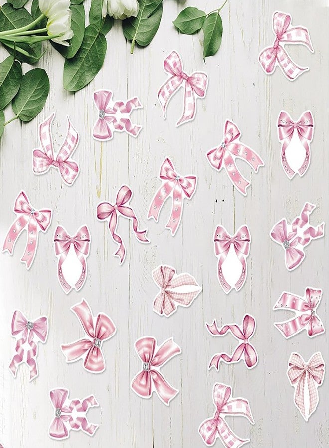 دلفينش قصاصات ورقية على شكل فيونكة وردية، دعائم تصوير مزينة بفيونكات لامعة، زينة حفلات أعياد ميلاد البنات، دعائم تزيين بفيونكات وردية لإضفاء جو مميز - Image 3