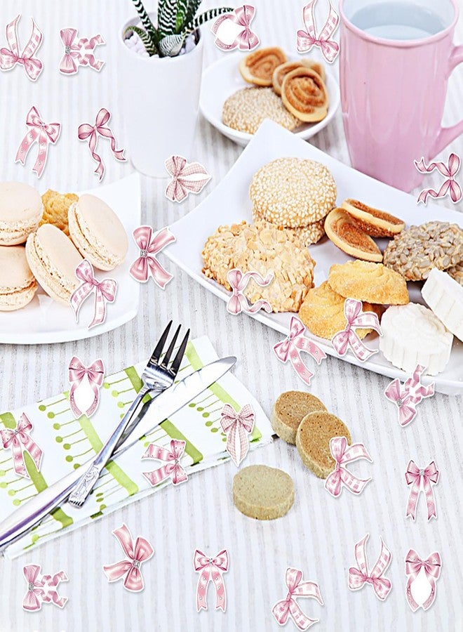 دلفينش قصاصات ورقية على شكل فيونكة وردية، دعائم تصوير مزينة بفيونكات لامعة، زينة حفلات أعياد ميلاد البنات، دعائم تزيين بفيونكات وردية لإضفاء جو مميز - Image 5