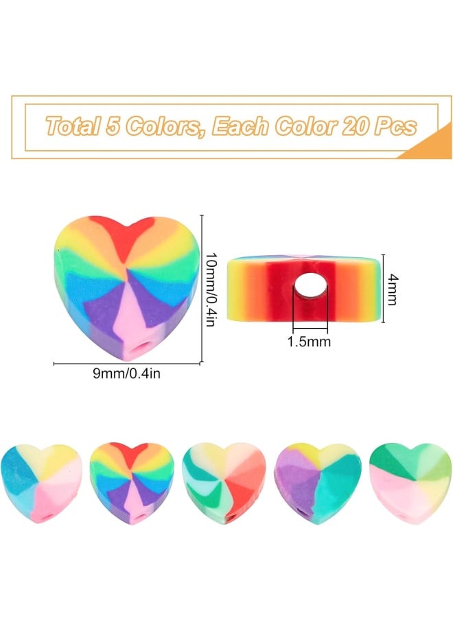 Generic - 1 Box 100Pcs Handmade Heart Shape Polymer Clay Beads Loose Polymer Clay Beads for DIY Jewelry Crafts Supplies Material: Polymer Clay Color: Mixed color Feature: ❤[PREMIUM MATERIAL]: The handmade making beads are made of polymer clay materials with beautiful colors, smooth surface, exquisite appearance, you can enjoy safe and fun craft making with your family and friends. Size: Size: Heart Beads: about 9mm long, 10mm wide, 4mm thick, hole: 1.5mm, 5 colors, 20pcs/color, 100pcs; Container: 4.2x6.7cm, city: 80ml(2.7 fl. oz), 1pc. - Image 1
