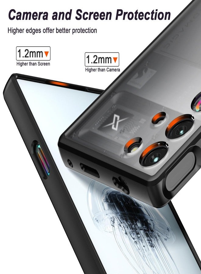 Foluu Slim Fit Case for ZTE Nubia Red Magic 10 Pro/10 Pro+/10S Pro/10S Pro+, Translucent Matte Hard PC Back & Soft TPU Bumper Protective Shockproof Case for Red Magic 10 Pro 2024 (Black) - Image 2