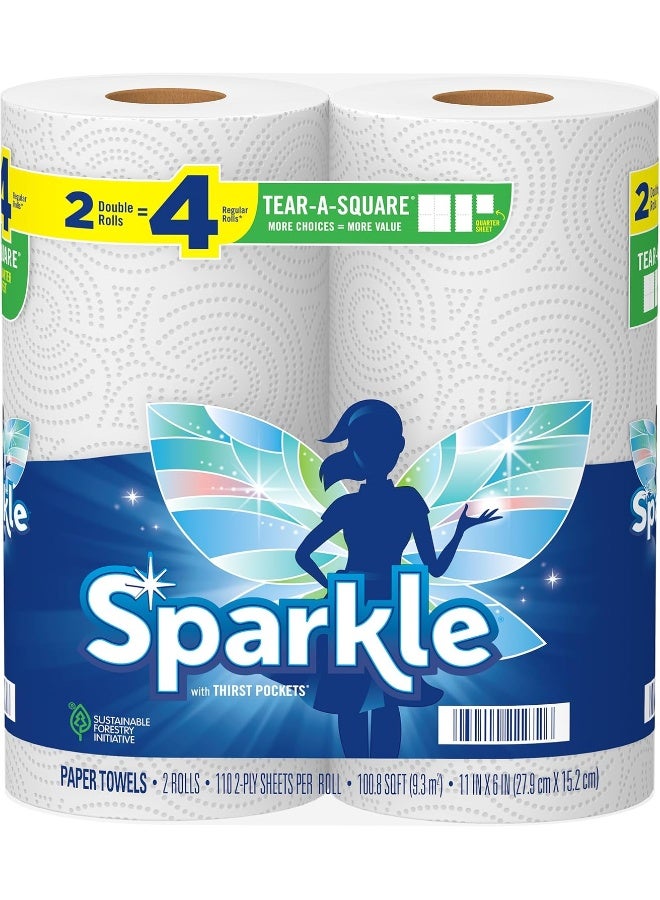 Sparkle® Tear-A-Square® Paper Towels, 2 Double Rolls = 4 Regular Rolls, 2 Count (Pack of 1) - Image 1