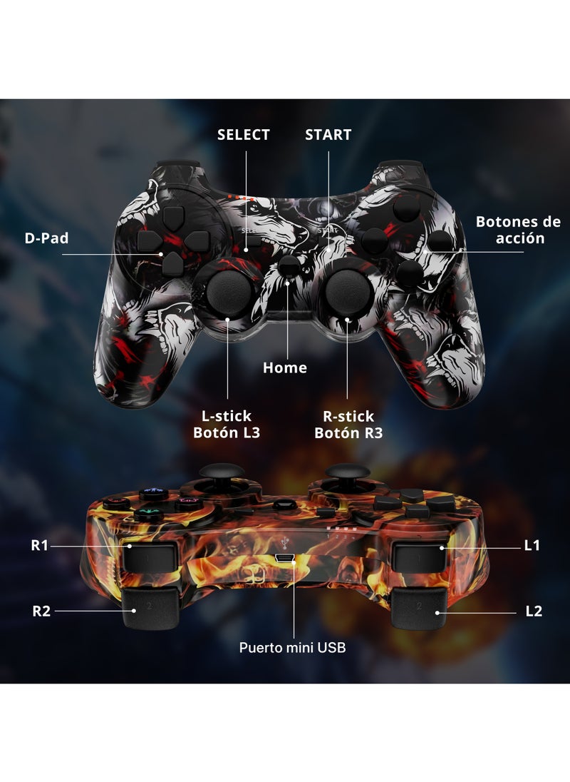 Wireless Controller for PS3 Support Double Vibration 6-Axis Motion Compatible with PS 3/Pc Black And Yellow 2 Pieces