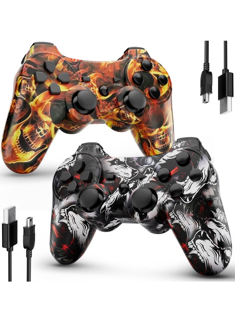 Wireless Controller for PS3 Support Double Vibration 6-Axis Motion Compatible with PS 3/Pc Black And Yellow 2 Pieces  - Image 1