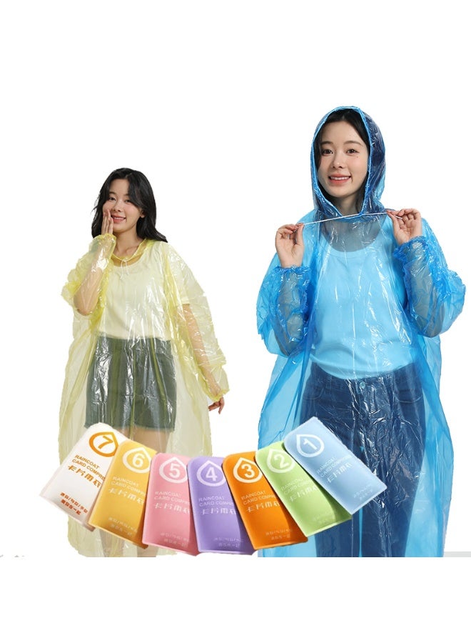Generic 7-piece set of multi-color disposable PE raincoat | Motorcycle riding outdoor raincoat | Mountaineering and fishing portable raincoat | Mini pocket card raincoat - Image 3