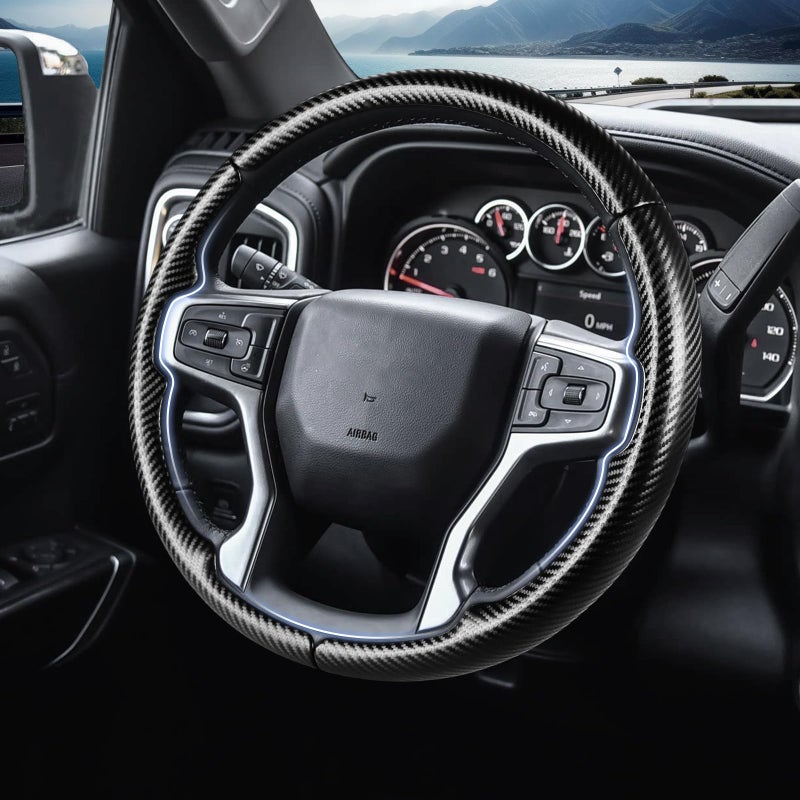 Aotoyou Steering Wheel Cover for Chevy Silverado 1500 2019-Present/ 2500 3500 2020-Present/Blazer 2019-Present (Gasoline Models)/ Suburban Tahoe 2021-2024, Car Steering Wheel Cover Accessories for Chevrolet - Image 2