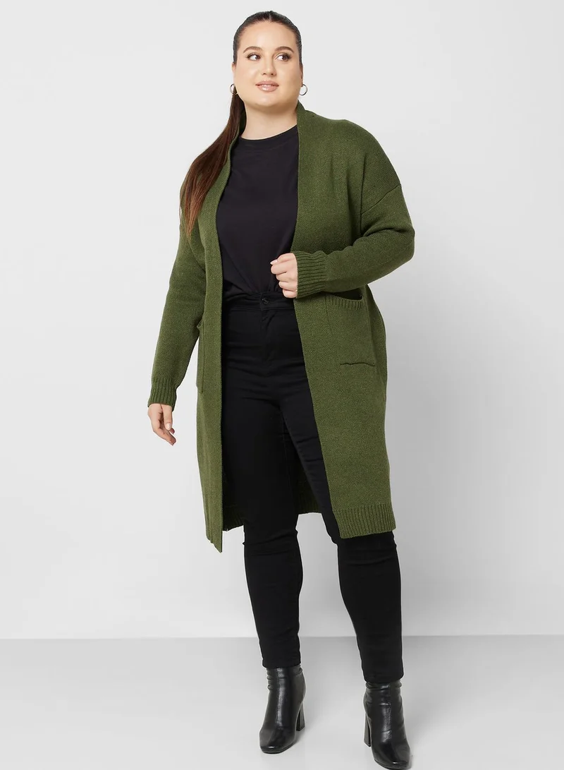 Ella Plus Pocket Detail Tie Waist Cardigan