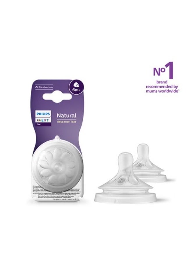 Philips Baby Feeding Bottle Teat Natural Response SCY965/02 | 6M+ Age | Flow 5 | BPA Free, Extra Fast Flow (Pack of 2 Nipples) | No.1 Brand Recommended By Moms Worldwide - Image 1