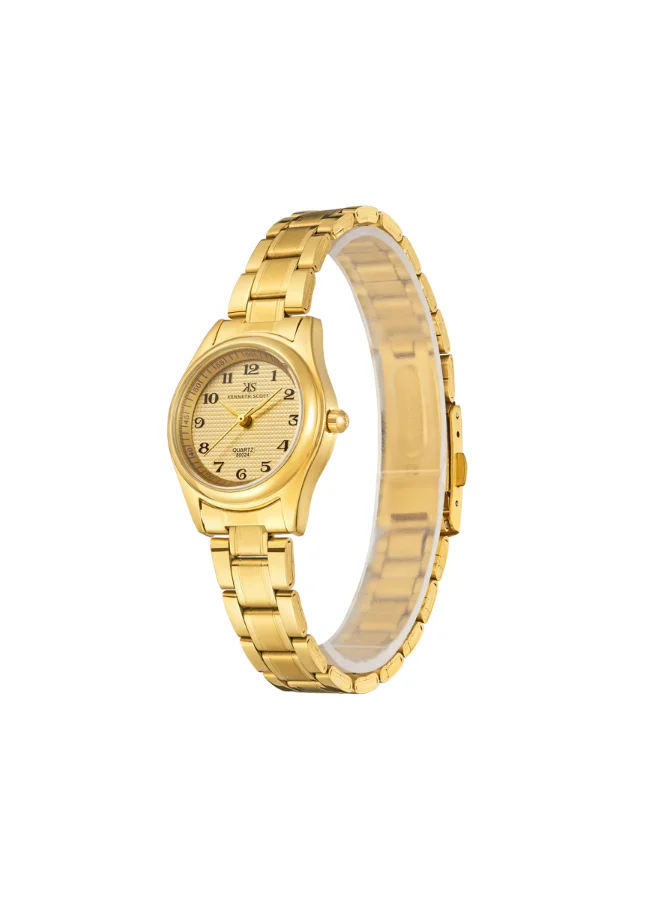 KENNETH SCOTT Women's Analog Display Watch With Gold Steel Strap - K23552-GBGC