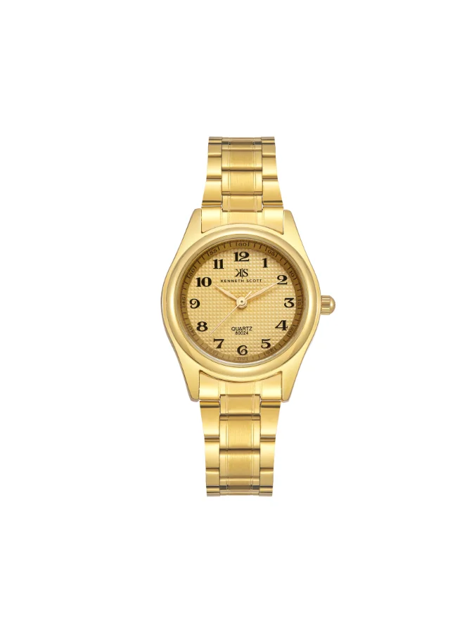 KENNETH SCOTT Women's Analog Display Watch With Gold Steel Strap - K23552-GBGC