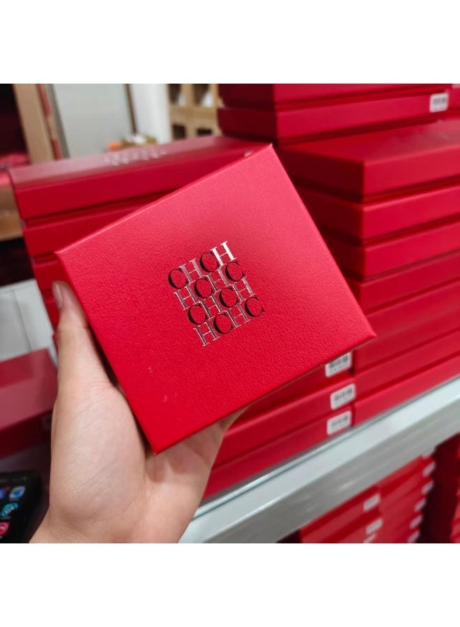 CAROLINA HERRERA Red Card Holder Zip Closure Slim Portable Comfortable Unisex Gift Box for Cash Cards Daily Commute - Image 5