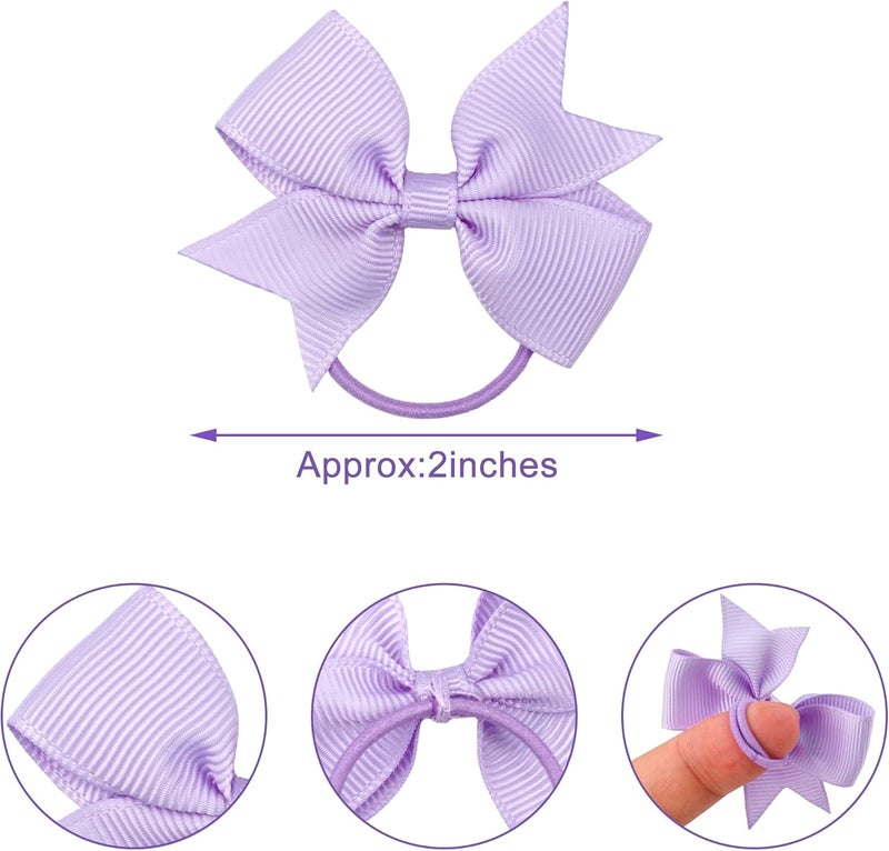 BBGifts 50PCS 2Inch Hair Bows Ties Baby Girls Kids Children Rubber Bands Grosgrain Ribbon Hair Bows Elastic Hair Ties Bands Ponytail Holders Hair Accessories - Image 2