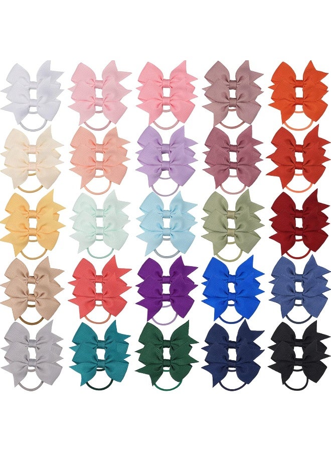 BBGifts 50PCS 2Inch Hair Bows Ties Baby Girls Kids Children Rubber Bands Grosgrain Ribbon Hair Bows Elastic Hair Ties Bands Ponytail Holders Hair Accessories - Image 1