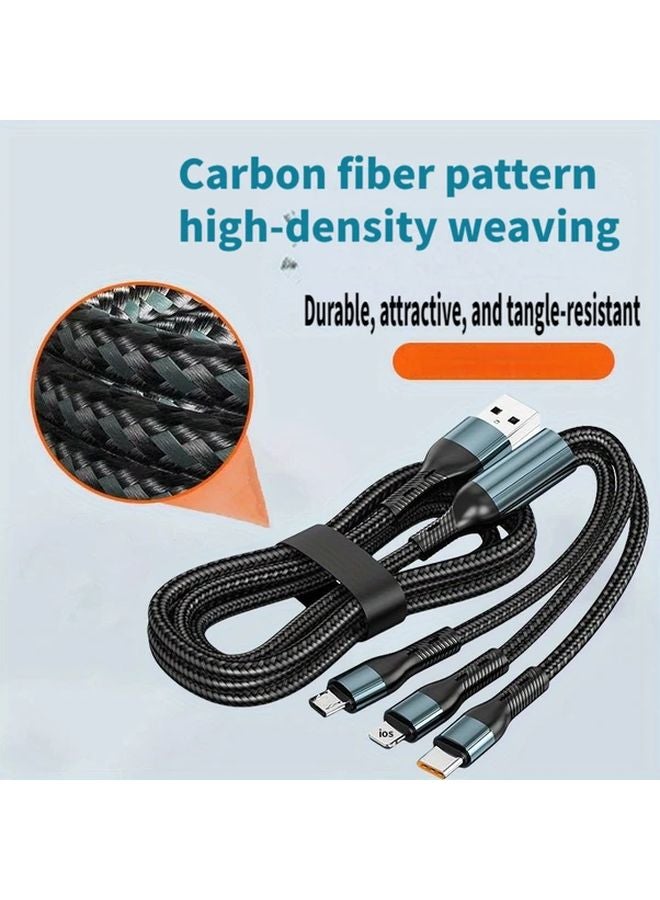 كابل كاديكسي للشحن السريع 3 في 1، 47 بوصة (24 إنش)، يو إس بي مايكرو و Type C، سلك بيانات - Image 3