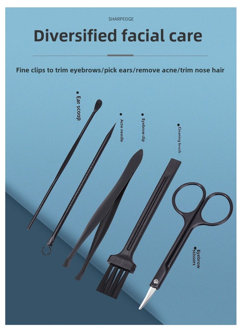 Goolsky Nail scissor set, beauty set, pedicure, eyebrow trimming clip, dead skin pusher, ear scoop, nail clipper, large 12-piece gift set  - Image 2