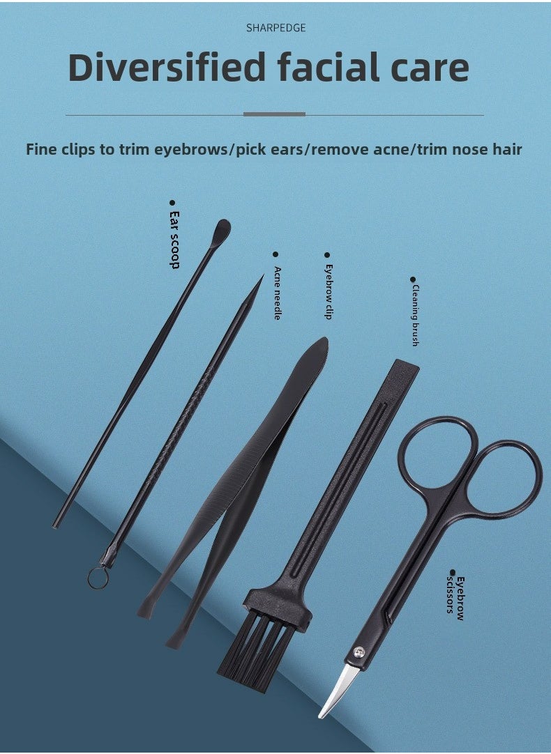 Goolsky Nail scissor set, beauty set, pedicure, eyebrow trimming clip, dead skin pusher, ear scoop, nail clipper, large 12-piece gift set  - Image 4