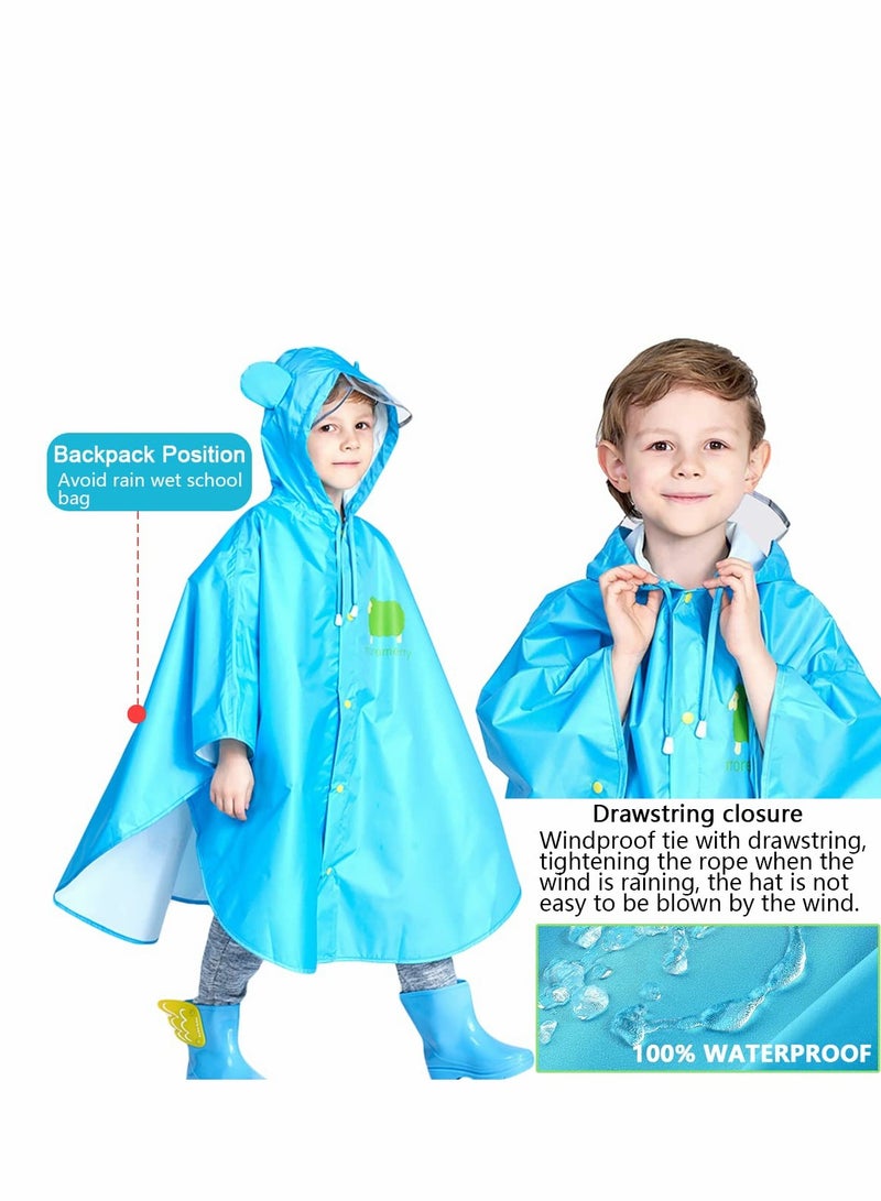 Generic Kids Rain Poncho, Cartoon Hooded Raincoat Jacket Lightweight Schoolbag Waterproof Hoodie Rain Coat Toddler Baby Boys Girls Rain Cape for Sports Riding Camping Traveling Outdoors  - Image 3