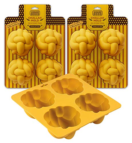 The Kosher Cook Silicone Braided Challah Mold  4 Small Challettes  Oval  Gold - Image 1