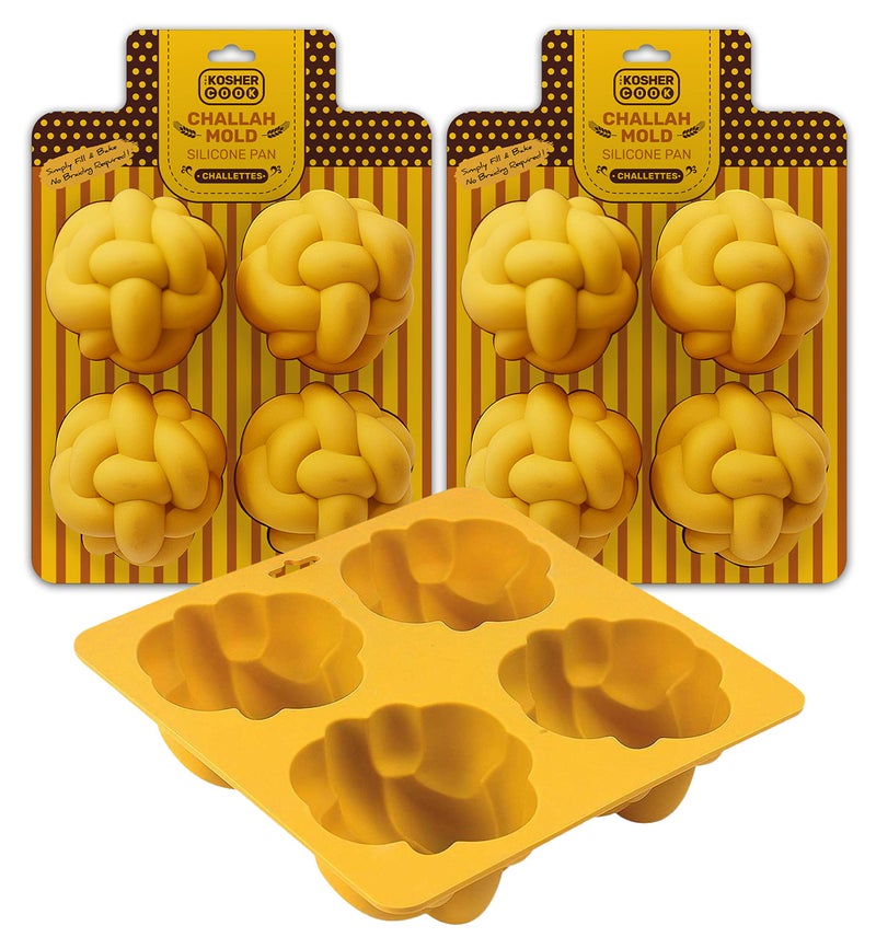 The Kosher Cook Silicone Braided Challah Mold  4 Small Challettes  Oval  Gold - Image 3