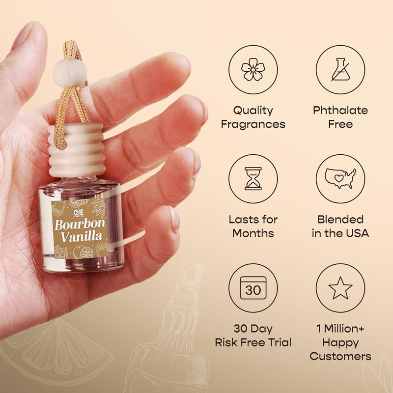 CE CRAFT مجموعة C&E Craft Co من معطرات السيارة المعلقة بناشر العطر، عبوة مزدوجة، زيت عطر طويل الأمد لمعطر السيارة، زجاجة زجاجية لمعطر السيارة الأوتوماتيكي، صنع في الولايات المتحدة (فستق وكاراميل مملح) - Image 2