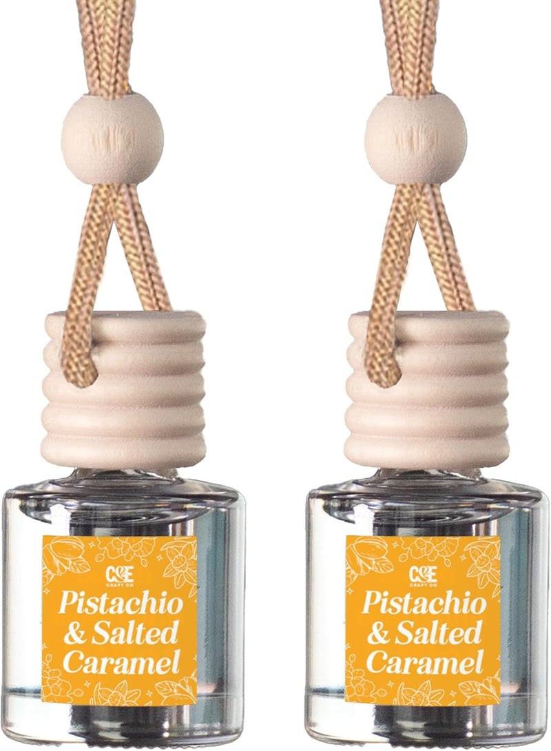 CE CRAFT مجموعة C&E Craft Co من معطرات السيارة المعلقة بناشر العطر، عبوة مزدوجة، زيت عطر طويل الأمد لمعطر السيارة، زجاجة زجاجية لمعطر السيارة الأوتوماتيكي، صنع في الولايات المتحدة (فستق وكاراميل مملح) - Image 1