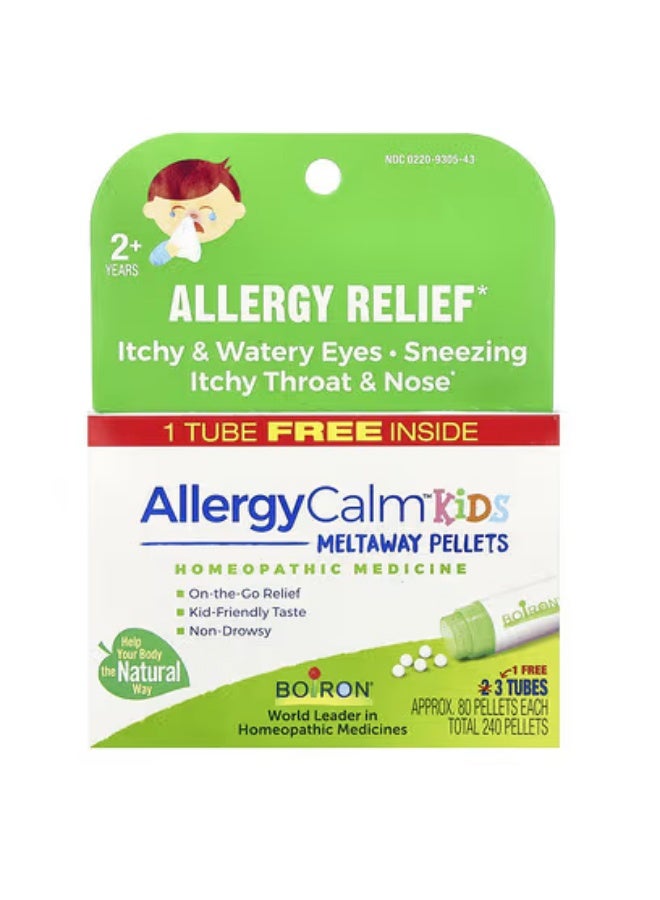 Boiron, AllergyCalm™ Kids, 2+ Years, 3 Tubes, 80 Pellets Each
