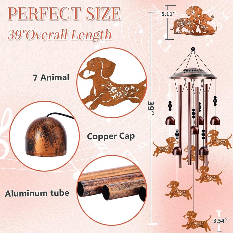 Riletese Dachshund Wind Chimes for Outside - Metal Windchimes Outdoors, Dachshund Gifts for Women/Men, Memorial/Birthday/Housewarming/Festival Gifts, Chimes for Garden Decor Patio Yard Outdoors - Image 5