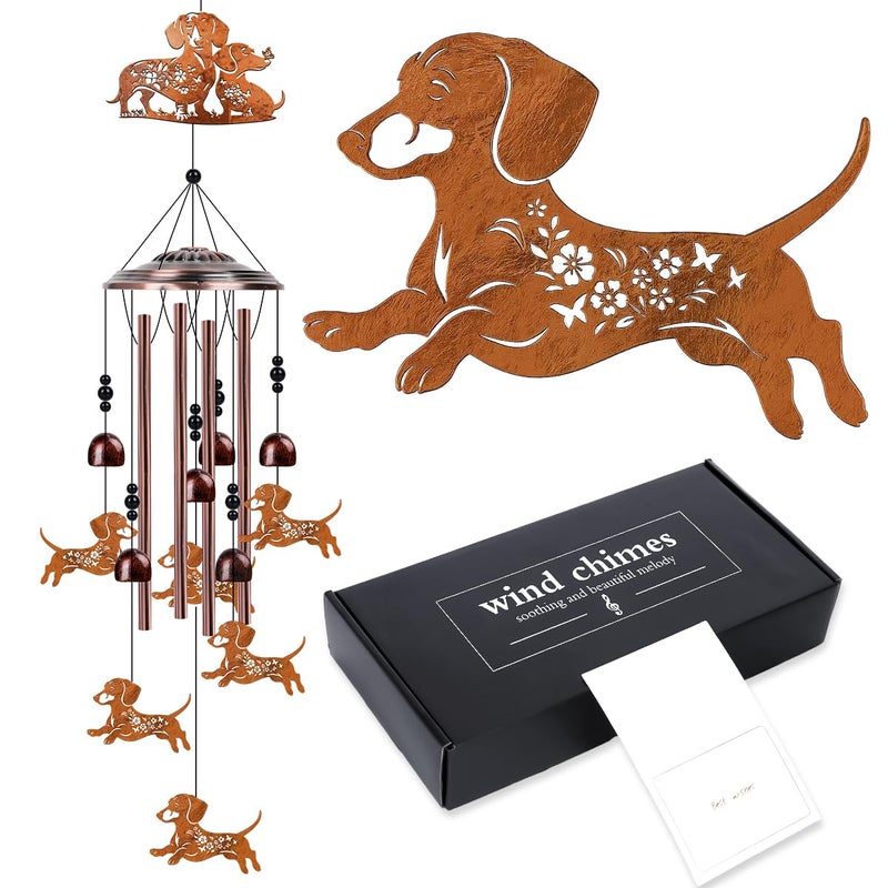 Riletese Dachshund Wind Chimes for Outside - Metal Windchimes Outdoors, Dachshund Gifts for Women/Men, Memorial/Birthday/Housewarming/Festival Gifts, Chimes for Garden Decor Patio Yard Outdoors - Image 1