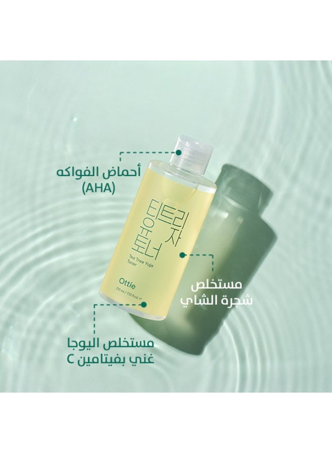 أوتي تونر Ottie Tea Tree Yuja بحجم 210مل | تونر كوري مُضيء ومضاد لحب الشباب | يُصفي البثور ويُوحد اللون - Image 2