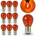 Tesnaao 10 PCS Car 1156 Turn Signal Light P21W 1141 S25 Waterproof High Brightness Stable Filament Halogen Bulb 12V 21W BA15S Single Contact Long Life Bulb Replacement Universal for Cars Amber - Image 2