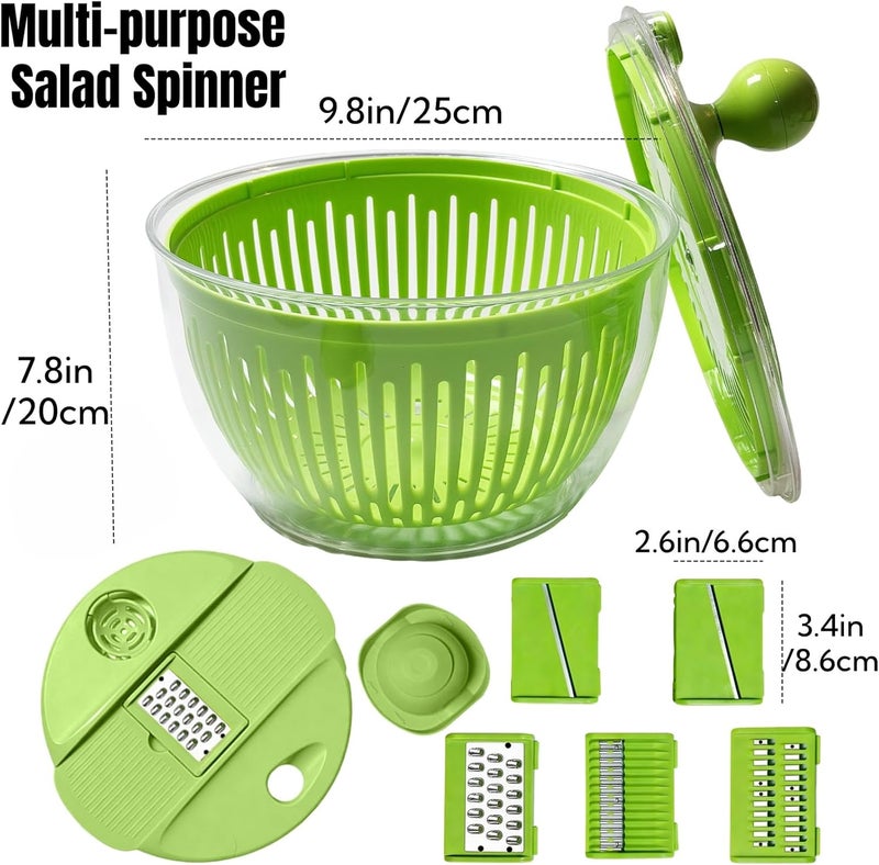 CHDEXU Salad Spinner, Large Vegetables Wash Bowl, 4.8 Qt Fruits Lettuce Dryer with 5 Blade Slicer and Slicer Egg Yolk Strainer Shredder for Salad Cleaner - Image 3