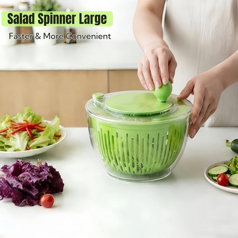 CHDEXU Salad Spinner, Large Vegetables Wash Bowl, 4.8 Qt Fruits Lettuce Dryer with 5 Blade Slicer and Slicer Egg Yolk Strainer Shredder for Salad Cleaner - Image 2