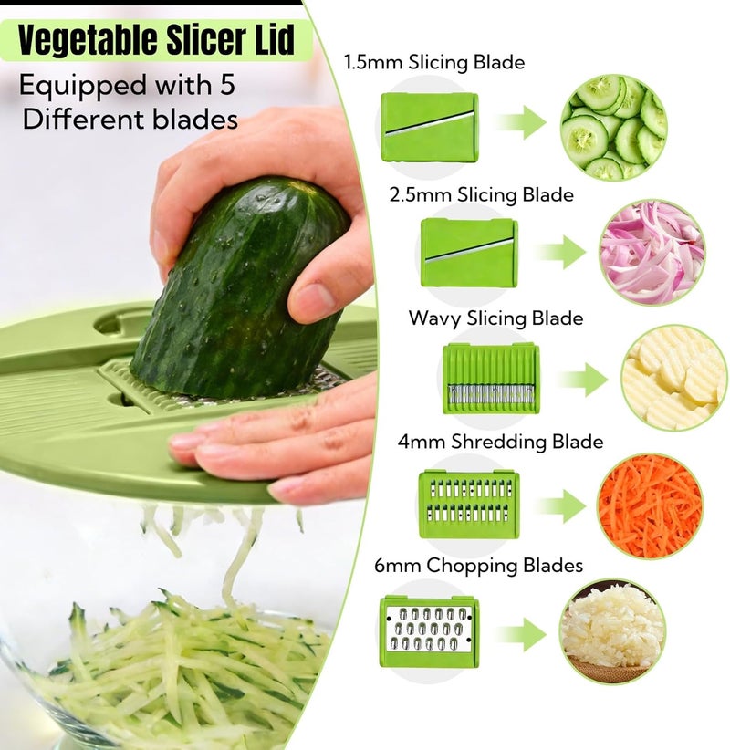 CHDEXU Salad Spinner, Large Vegetables Wash Bowl, 4.8 Qt Fruits Lettuce Dryer with 5 Blade Slicer and Slicer Egg Yolk Strainer Shredder for Salad Cleaner - Image 5