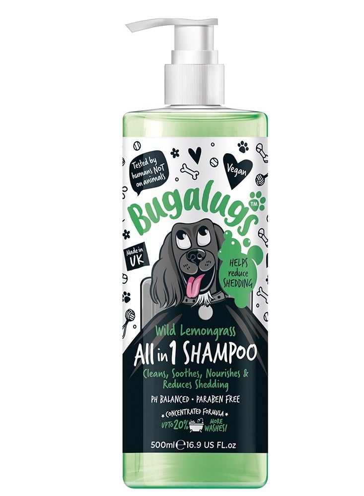 BUGALUGS All In 1 Wild Lemongrass Dog Shampoo 500ml (16.9 Fl Oz) - Image 1