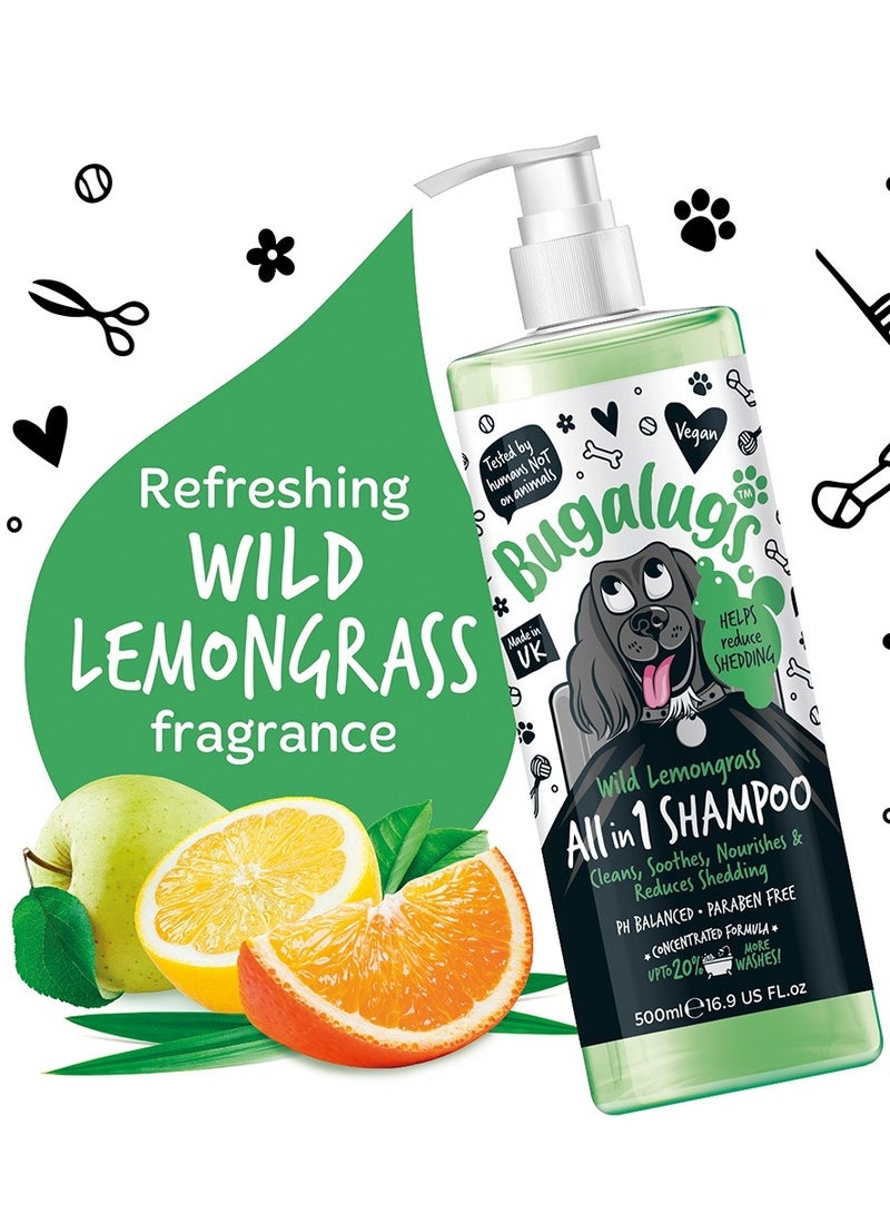 BUGALUGS All In 1 Wild Lemongrass Dog Shampoo 500ml (16.9 Fl Oz) - Image 2