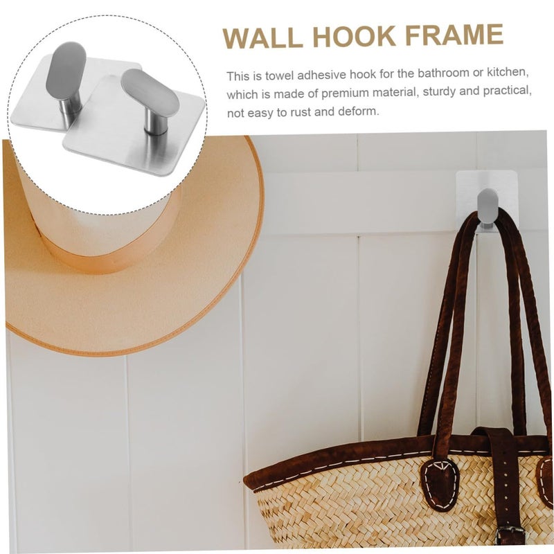 4Pcs Brushed Stainless Steel Self Adhesive Towel Hooks Wall Mounted for Bathroom Storage - Image 4