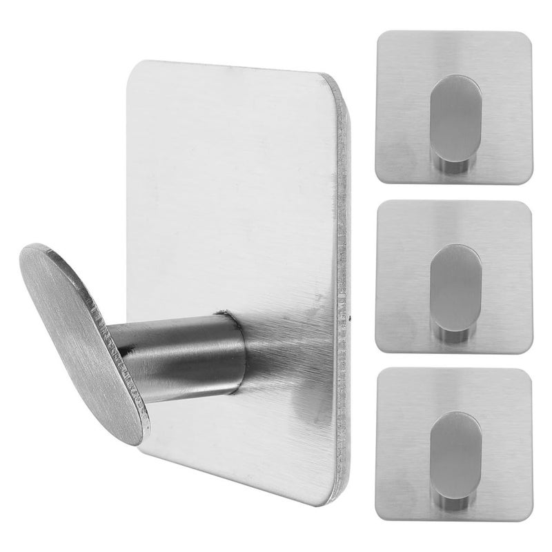 4Pcs Brushed Stainless Steel Self Adhesive Towel Hooks Wall Mounted for Bathroom Storage - Image 5