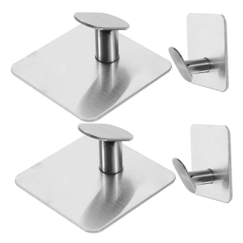 4Pcs Brushed Stainless Steel Self Adhesive Towel Hooks Wall Mounted for Bathroom Storage - Image 2