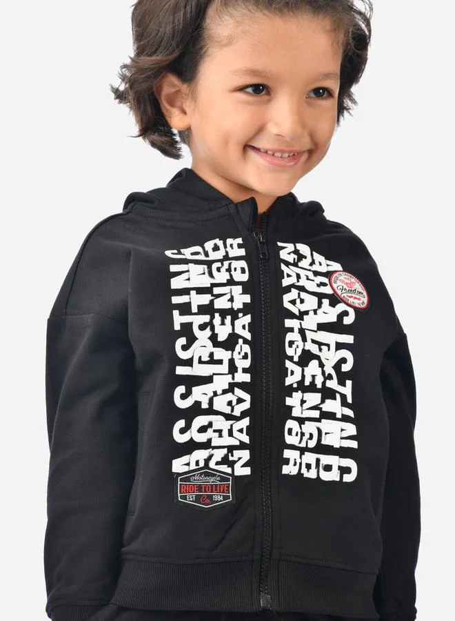 victor and jane Printed Full Zipper Hoodie & Joggers Set by Styli