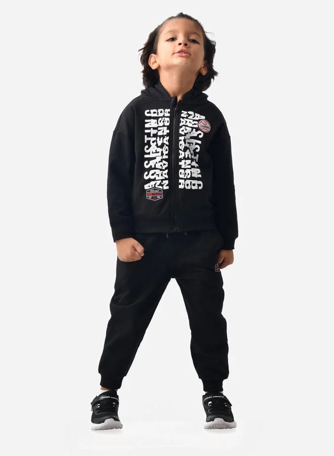 victor and jane Printed Full Zipper Hoodie & Joggers Set by Styli
