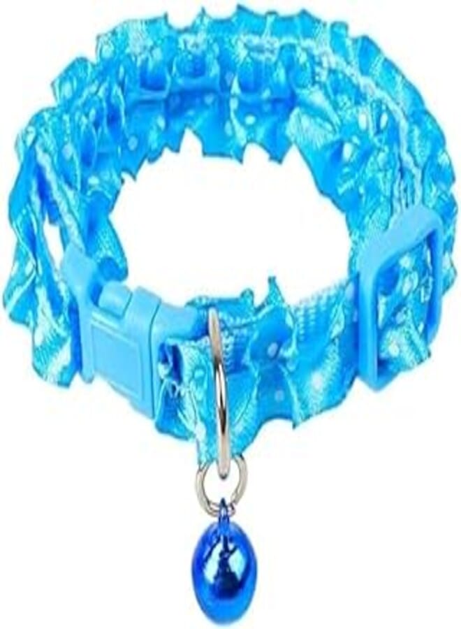 Lovely Cats & Dogs Puppy lace collar with bell Adjustable Buckle Puppy Necklace Collar Neck Accessory for Small Medium Cat Pet Supply (Sky Blue)