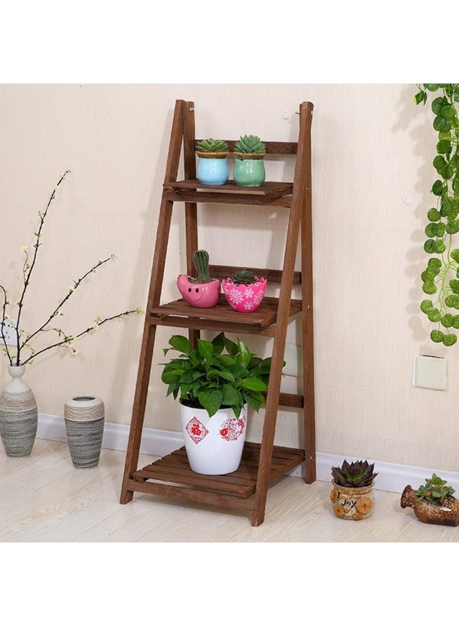 HOME TASTE Flower Stand Foldable Plant Shelf,Plant Stand,Indoor Flower Pot Holder,Flower Stand Ladder,Outdoor Folding A Frame Display Shelf Plant Stand Rack (3-Floor Stand) - Image 4