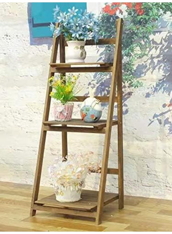 HOME TASTE Flower Stand Foldable Plant Shelf,Plant Stand,Indoor Flower Pot Holder,Flower Stand Ladder,Outdoor Folding A Frame Display Shelf Plant Stand Rack (3-Floor Stand) - Image 3